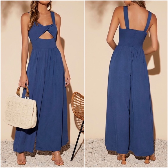 Boho Cut out Casual Wide Leg Jumper Jumpsuit - Picture 3 of 3
